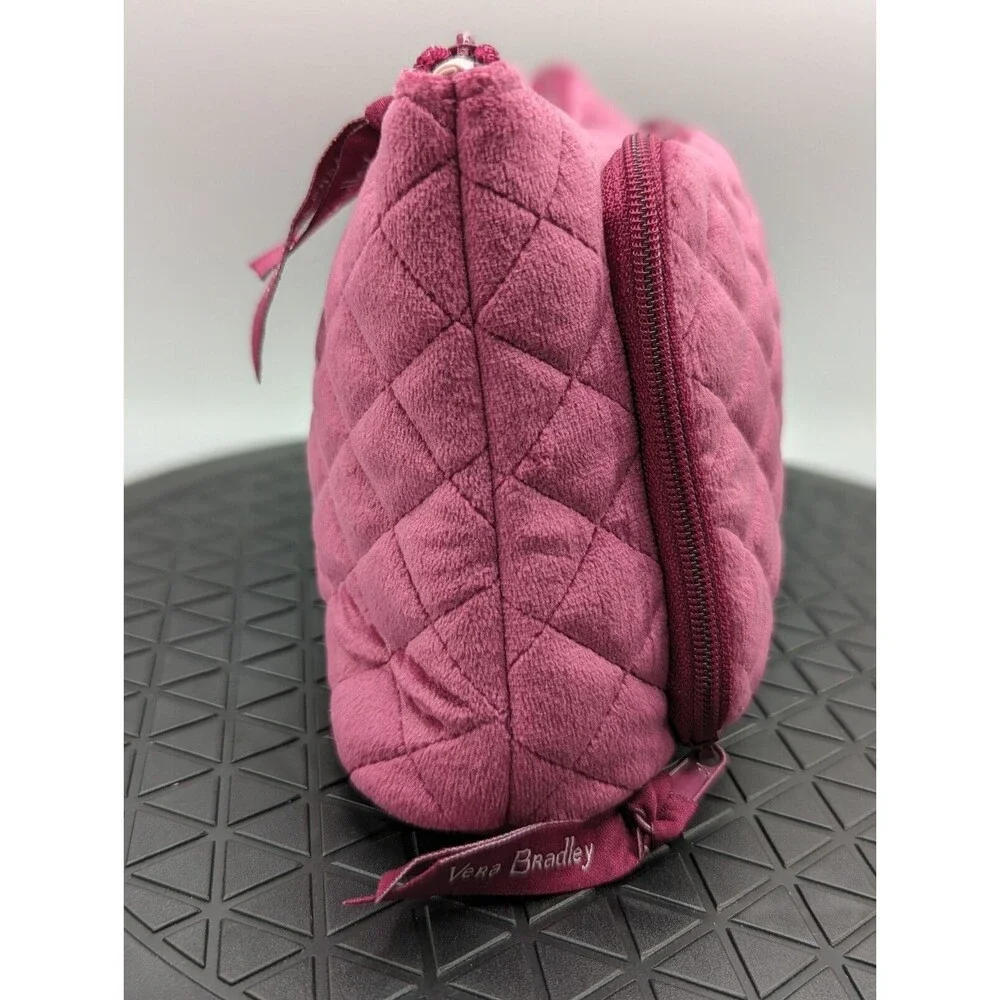 Vera Bradley Cosmetic Travel Bag Pink Velvet Makeup Jewelry Organizer Quilted
